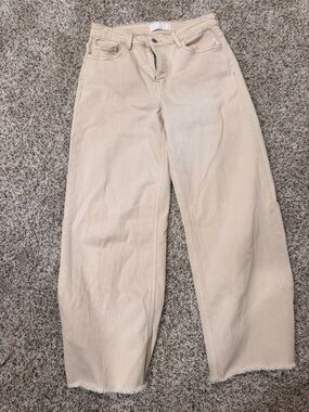 VERVET Women's Ankle Crop Wide-Leg Jeans in Beige